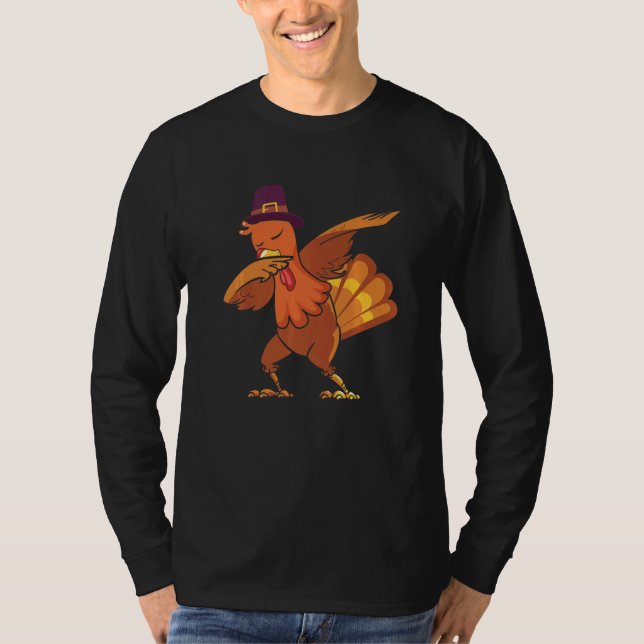 Retro Dabbing Turkey Family Matching Thanksgiving  T Shirt (Framsida)