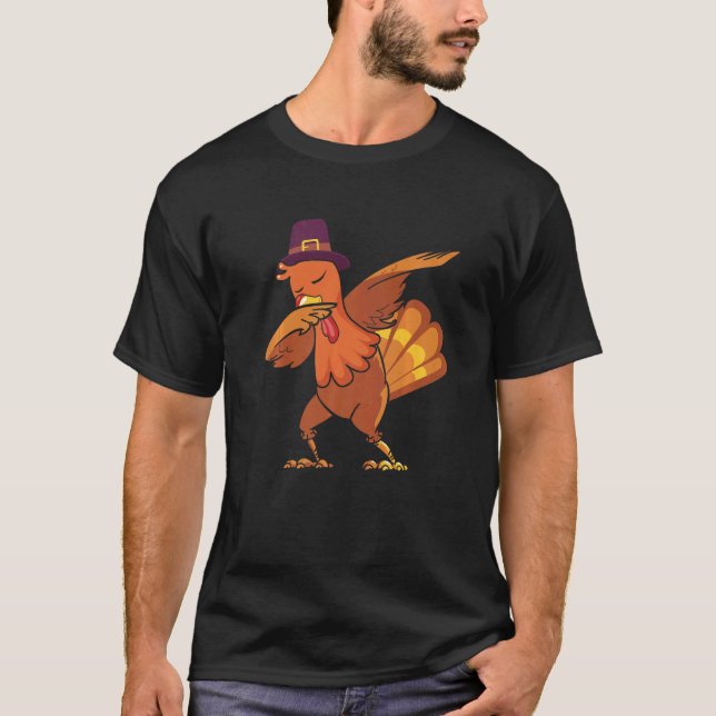 Retro Dabbing Turkey Family Matching Thanksgiving  T Shirt (Framsida)