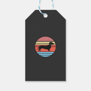 Retro Dachshund Solnedgång Vektor Presentetikett