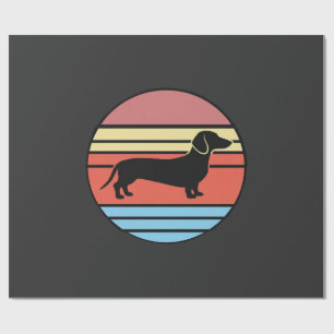 Retro Dachshund Solnedgång Vektor Presentpapper