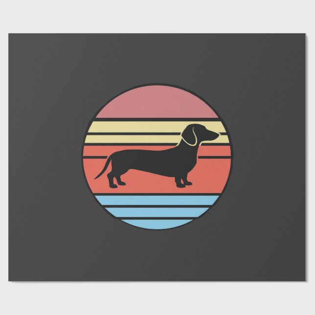 Retro Dachshund Solnedgång Vektor Presentpapper (Platt)