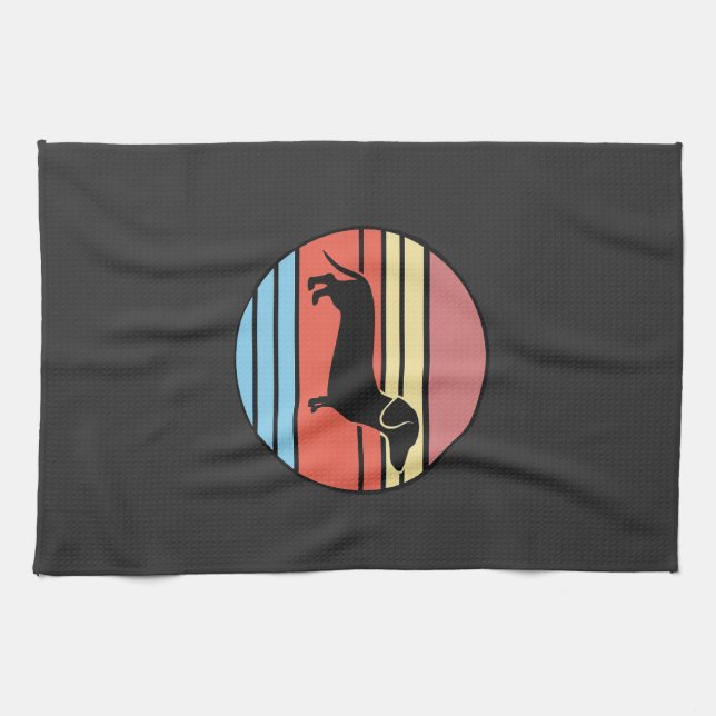 Retro Dachshund Solnedgångsvektor Kökshandduk (Horisontell)