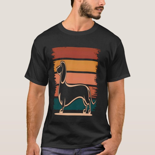 Retro Dachshund T Shirt (Framsida)