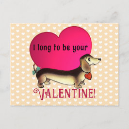 Retro Dachshund Valentine Helg Vykort