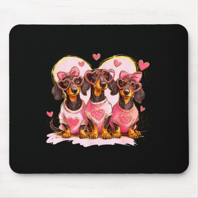 Retro Dachshund With Heart Sungles Valentine's Day Musmatta (Framsidan)