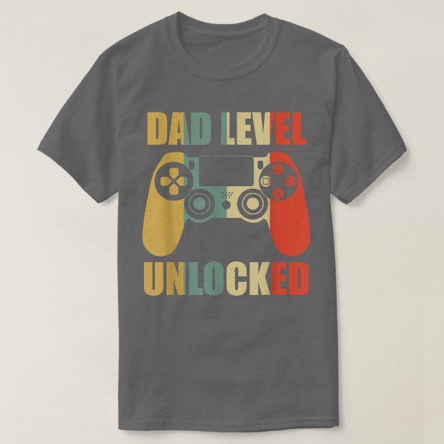 Retro Dad Level Unlocked New Daddy Gaming Lover Fa T Shirt (Design framsida)