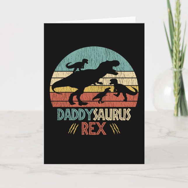 Retro Daddy Saurus Rex Dinosaur Pappa Humor Presen Kort (Framsida)