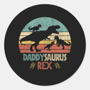 Retro Daddy Saurus Rex Dinosaur Pappa Humor Presen Runt Klistermärke