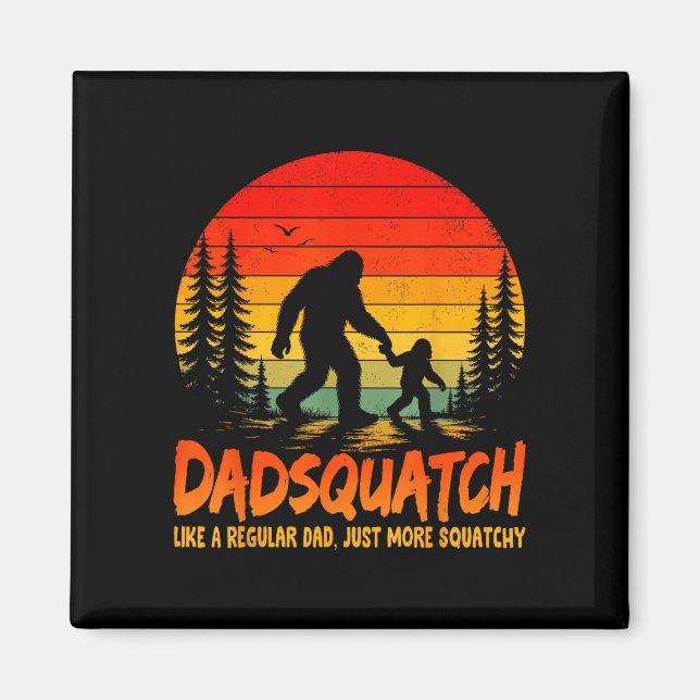 Retro dadsquatch som en vanlig pappa bigfoot pappa magnet (Framsidan)