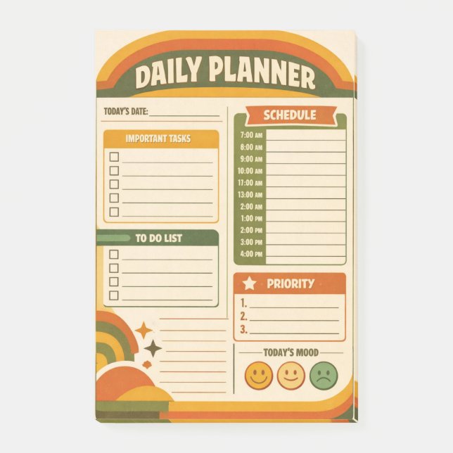Retro daglig planerare post-it block (Framsida)