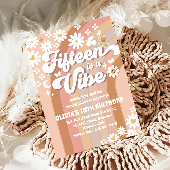 Retro Daisy 15-års inbjudan (Skapare uppladdad)