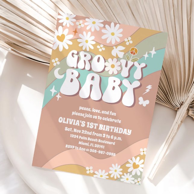 Retro Daisy 1-års inbjudan (Skapare uppladdad)