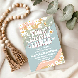 Retro Daisy 3-års inbjudan