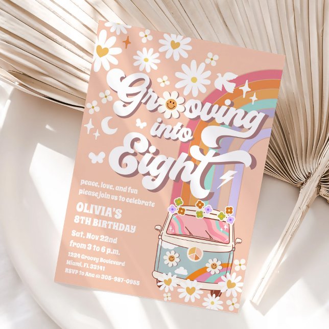Retro Daisy 8-års födelsedinladan Inbjudningar (Skapare uppladdad)