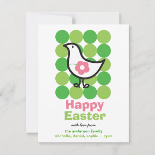 Retro Daisy Baby Chick Bird Cute Whimsical Påsk Julkort