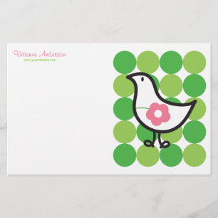 Retro Daisy Baby Chick Bird Whimsical Cute Dots Brevpapper