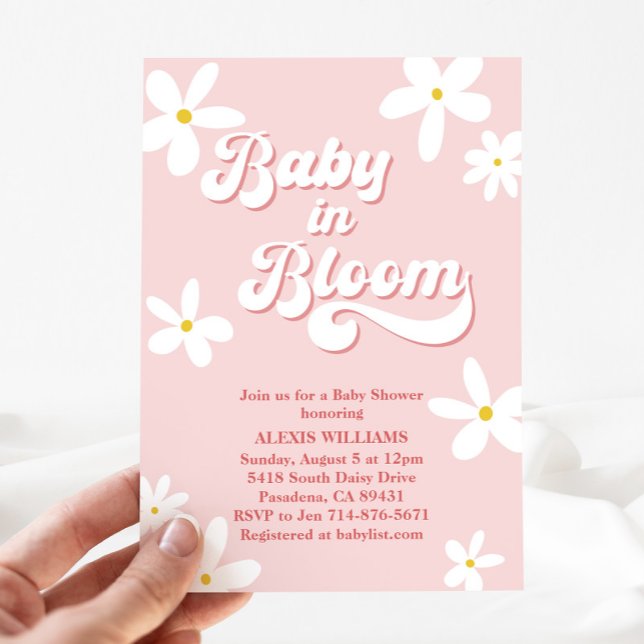 Retro Daisy Baby Shower Baby i bloom Inbjudningar (Skapare uppladdad)