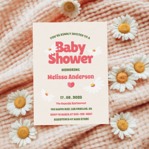Retro Daisy Bebis Shower Inbjudan för Flickor
