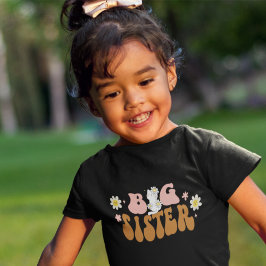 Retro Daisy Big Sister Kitten T Shirt