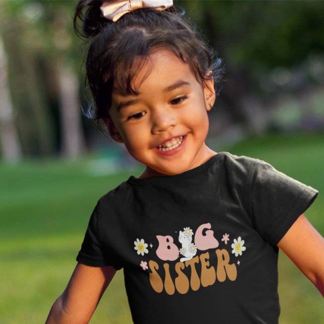 Retro Daisy Big Sister Kitten T Shirt (Skapare uppladdad)