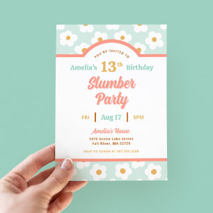 Retro Daisy Birthday Slumber Party Inbjudningar