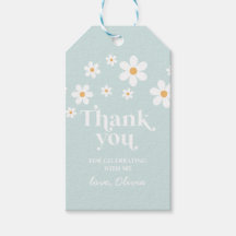 Retro Daisy blå boho tack favor Gift Tags