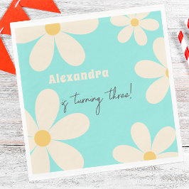 Retro Daisy blommigt barns födelsedag Pappersservett