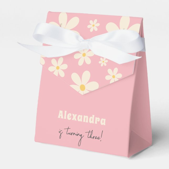 Retro Daisy blommigt barns födelsedag Presentaskar (Framsidan Sidan)