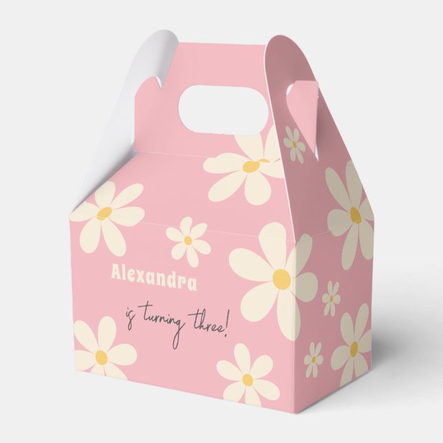 Retro Daisy blommigt barns födelsedag Presentaskar (Framsidan Sidan)