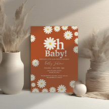 Retro Daisy Blommigt Bohemian Girl Baby Shower