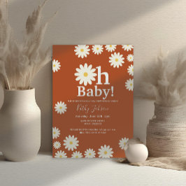 Retro Daisy Blommigt Bohemian Girl Baby Shower Inbjudningar