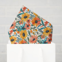 Retro Daisy Blommigt Tissuespapper
