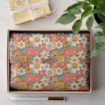 Retro Daisy Blommigt Tissuespapper