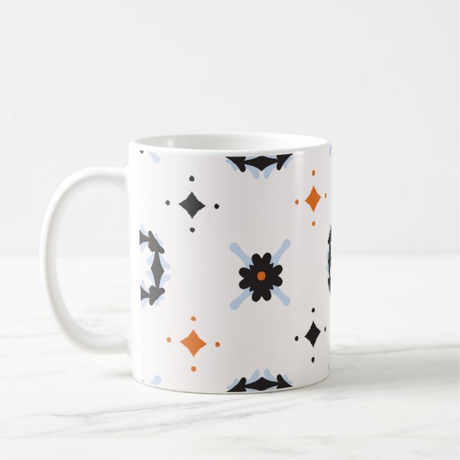 Retro Daisy Blommigt vintage Mönster Hand plockade Kaffemugg (Vänster)