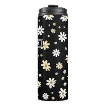 Retro Daisy Blommönster Boho Personlig Black