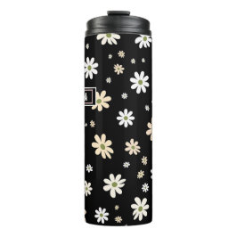 Retro Daisy Blommönster Boho Personlig Black