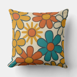 Retro Daisy Blommor Mors Dag Kudde