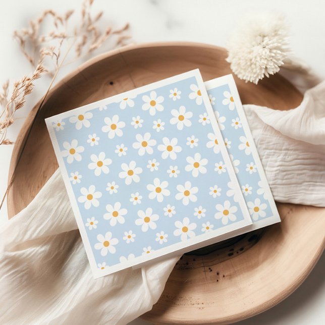 Retro Daisy blue Papper Tallrikar Pappersservett (Skapare uppladdad)