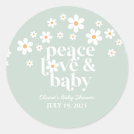 Retro Daisy boho Fredagsmys Baby Shower Runt Klistermärke