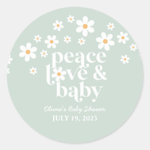 Retro Daisy boho Fredagsmys Baby Shower Runt Klistermärke