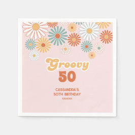 Retro Daisy Boho Groovy Floral Birthday Pappersservett