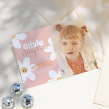 Retro Daisy Boho Groovy Girl Photo Födelsedagsfest