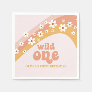 Retro Daisy Boho Wild One regnbågsservetter Pappersservett