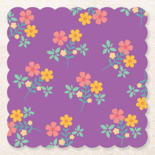 Retro Daisy Bouquet Mönster på Lila Underlägg Papper