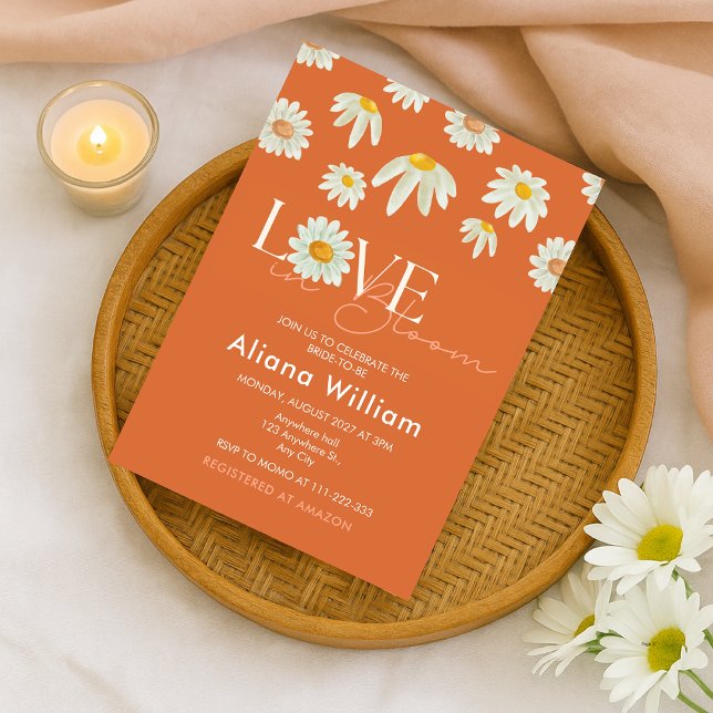 Retro Daisy - bränd Orange Inbjudningskort för möh (Skapare uppladdad)