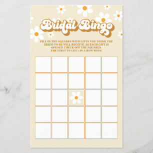 Retro Daisy bröllops-Bingo Flygblad