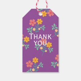 Retro Daisy Bukett Mönster i Lila Tack Presentetikett