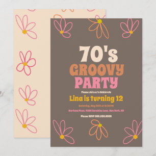  Retro Daisy Doodle Groovy Bohemsk Födelsedag   Inbjudningar