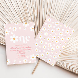 Retro Daisy En Blommigt 1:a födelsedagsinbjudan Inbjudningar