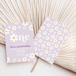 Retro-Daisy En Blommigt första födelsedag Inbjudningar